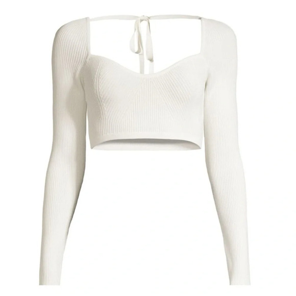 Revolve Significant Other Dacia Knit Long Sleeve Cropped Top in Cream Sz 4 - Picture 11 of 11